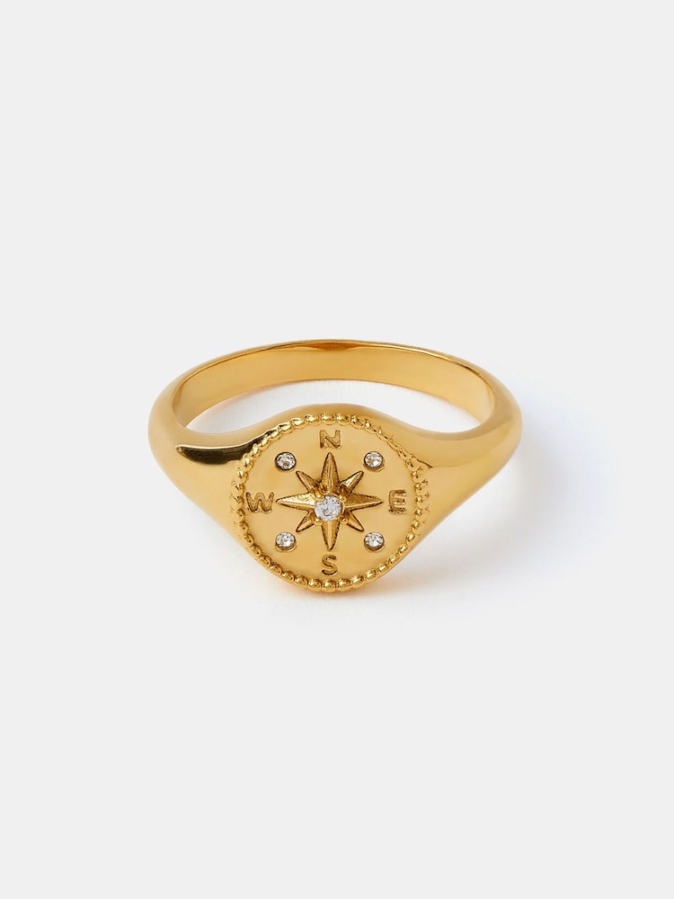 Accessorize Gold Tone Stainless Steel Compass Coin Ring - Image 2 of 3