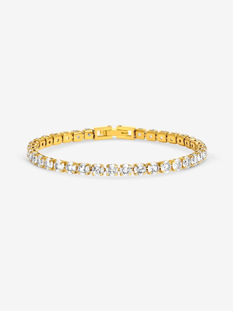 Jon Richard Gold Plated 4mm Tennis Stainless Steel Bracelet - Image 1 of 1 Jon Richard Gold Plated 4mm Tennis Stainless Steel Bracelet - Image 1 of 1