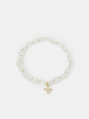 Accessorize White 14ct Gold-Plated Clear Quartz Beaded Charm Bracelet - Image 2 of 3