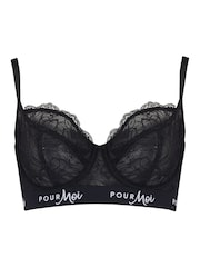Pour Moi Black Non Padded Logo Underwired Bra - Image 4 of 5