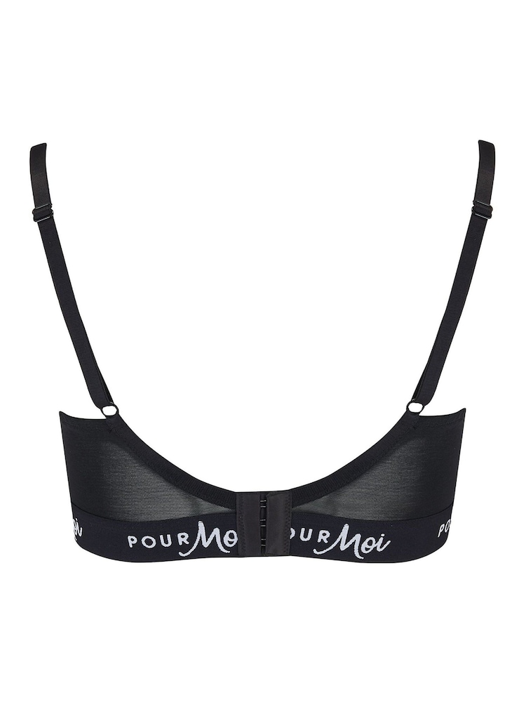 Pour Moi Black Non Padded Logo Underwired Bra - Image 5 of 5