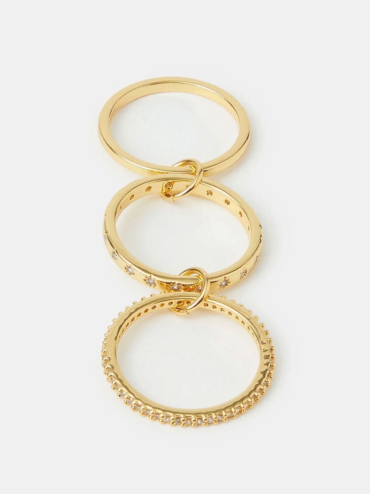 Accessorize Gold Tone 14ct Plated Star Linked Stacking Ring - Image 2 of 2 Accessorize Gold Tone 14ct Plated Star Linked Stacking Ring - Image 2 of 2