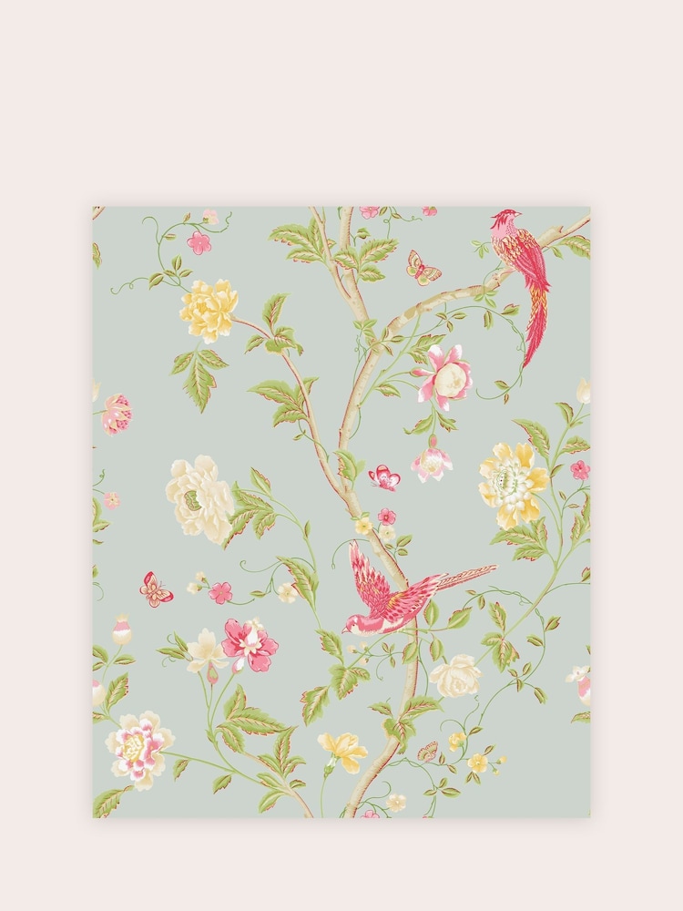 Laura Ashley Duck Egg Summer Palace A4 Wallpaper Sample - Image 2 of 2 Laura Ashley Duck Egg Summer Palace A4 Wallpaper Sample - Image 2 of 2