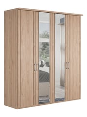Wiemann Holm Oak Torquay Wood and Mirror Semi Fitted 4 Door Wardrobe - Image 2 of 4