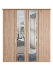 Wiemann Holm Oak Torquay Wood and Mirror Semi Fitted 4 Door Wardrobe - Image 3 of 4