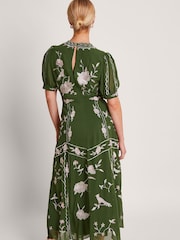 Monsoon Green Grace Embroidered Dress - Image 2 of 5