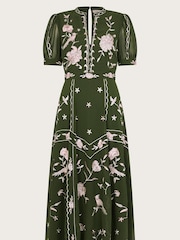 Monsoon Green Grace Embroidered Dress - Image 5 of 5