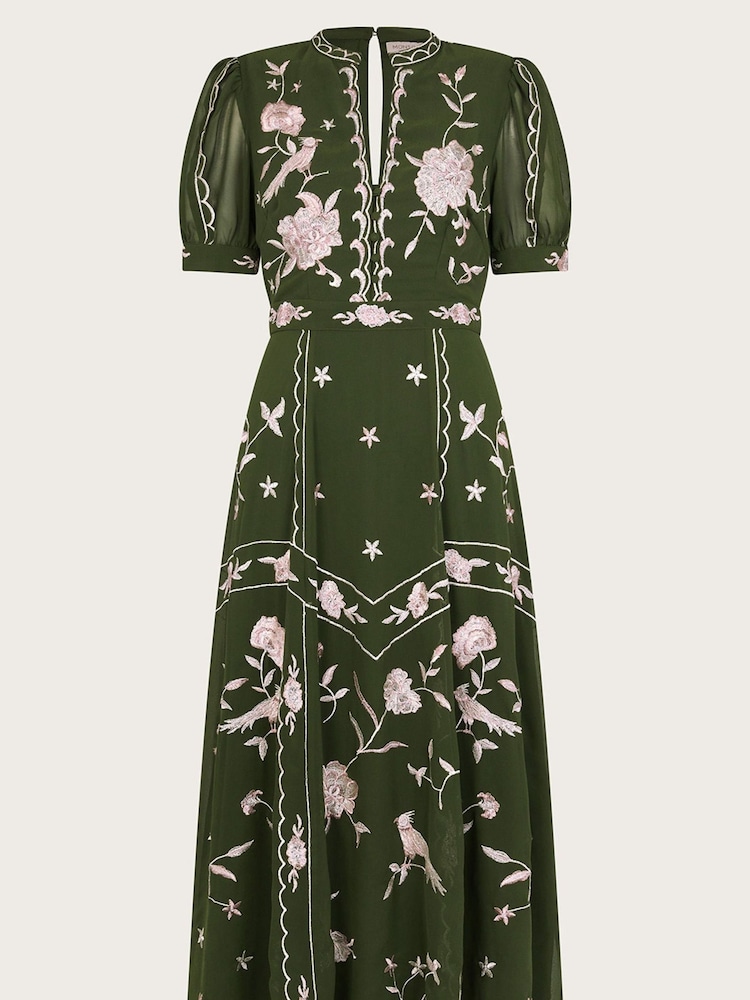 Monsoon Green Grace Embroidered Dress - Image 5 of 5