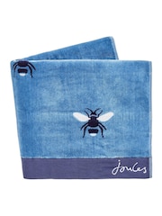 Joules Pale Blue 100% Cotton Botanical Bee Towel - Image 1 of 2