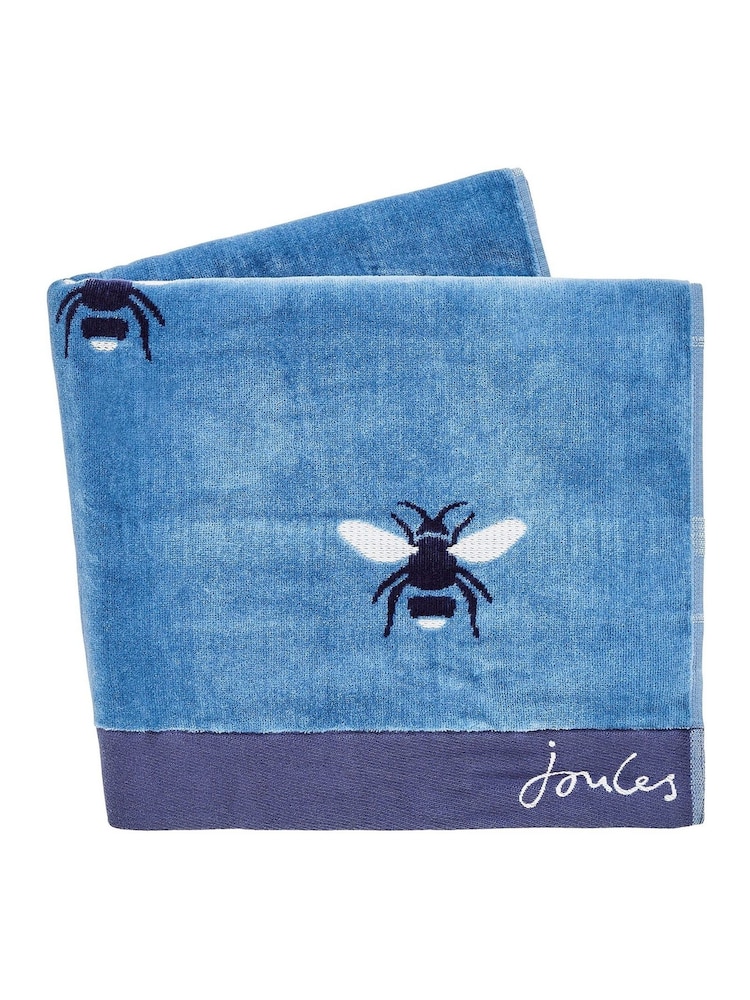 Joules Pale Blue 100% Cotton Botanical Bee Towel - Image 1 of 2