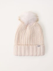 Abercrombie & Fitch Cream Pom Pom Beanie Hat - Image 2 of 3