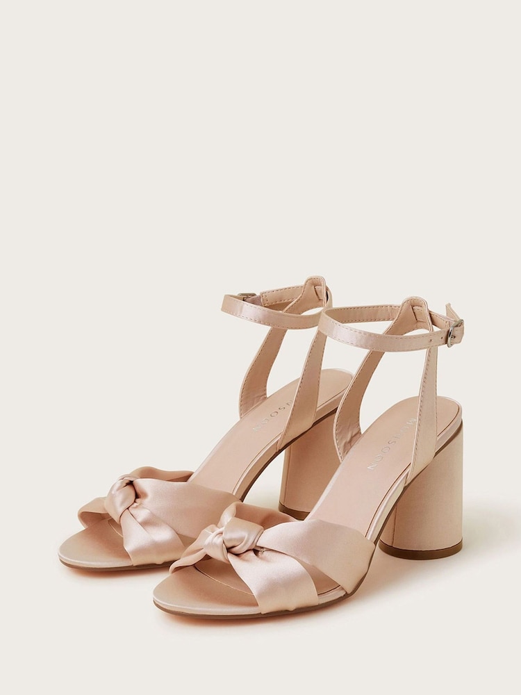 Monsoon Natural Knot Front Block Heel 100% Cotton Sandals - Image 1 of 3 Monsoon Natural Knot Front Block Heel 100% Cotton Sandals - Image 1 of 3