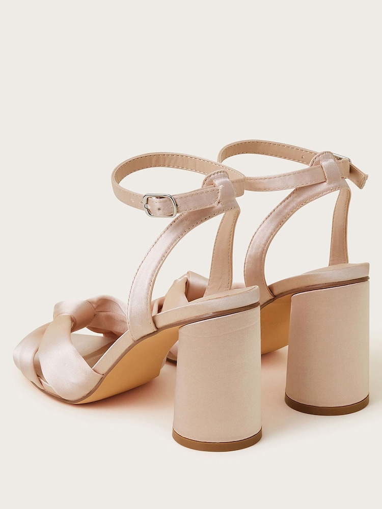 Monsoon Natural Knot Front Block Heel 100% Cotton Sandals - Image 3 of 3 Monsoon Natural Knot Front Block Heel 100% Cotton Sandals - Image 3 of 3