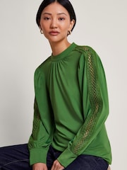 Monsoon Green Lulu Cutwork Trim Top - Image 1 of 5