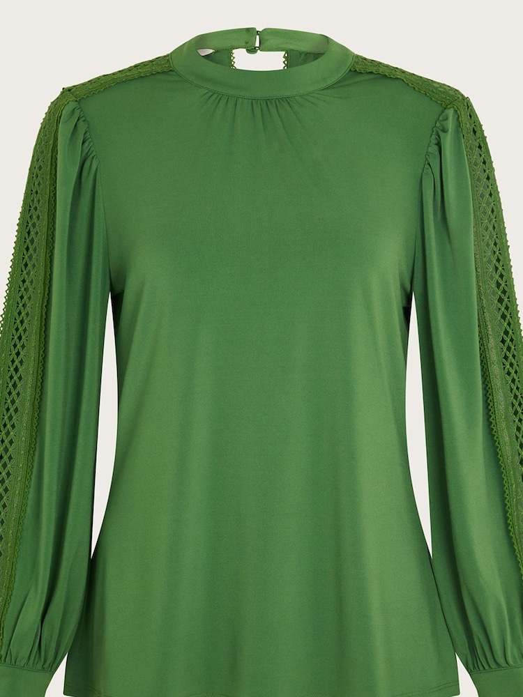 Monsoon Green Lulu Cutwork Trim Top - Image 5 of 5