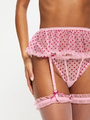 Ann Summers Pale Pink Tease And Trouble Spot Mesh Skirted Suspender Belt - Image 3 of 5