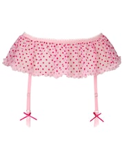Ann Summers Pale Pink Tease And Trouble Spot Mesh Skirted Suspender Belt - Image 5 of 5