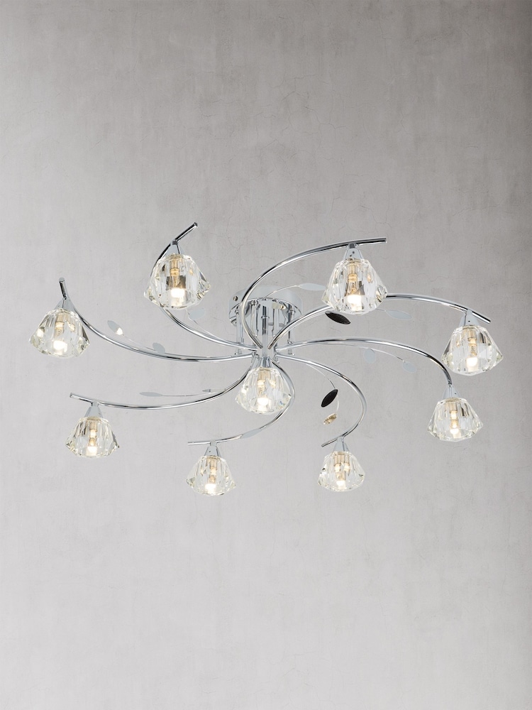 Searchlight Chrome Paradise 9 Light Semi Flush Ceiling Light - Image 1 of 3