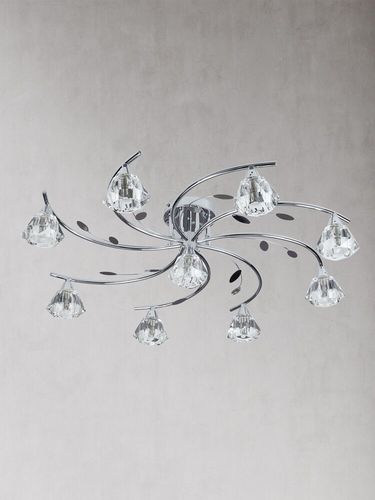 Searchlight Chrome Paradise 9 Light Semi Flush Ceiling Light - Image 2 of 3