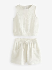 Ecru Crinkle Shorts and Vest Set (3-16yrs) - Image 6 of 8