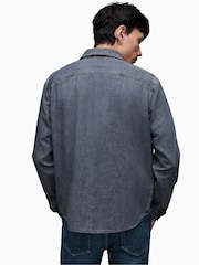 AllSaints Indigo Blue Washed Elm 100% Cotton Shirt - Image 2 of 7