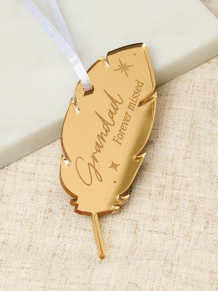 Personalised Feather Remembrance Christmas Decoration by No Ordinary Gift - Image 1 of 2