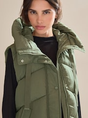 Khaki Green Longline Padded Gilet - Image 2 of 4