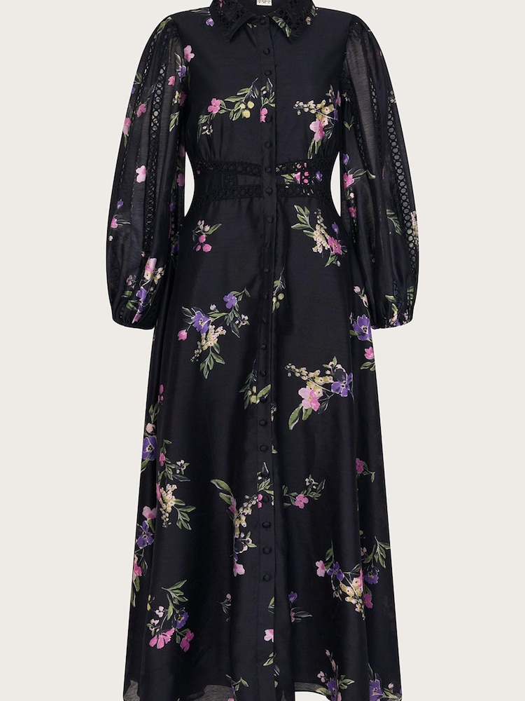Monsoon Black Floral Lizza Shirt Dress - Image 5 of 5