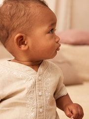 Neutral Woven Top And Bottoms Set (0mths-2yrs) - Image 2 of 9