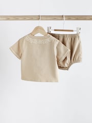 Neutral Woven Top And Bottoms Set (0mths-2yrs) - Image 4 of 9