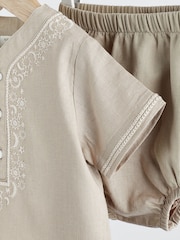 Neutral Woven Top And Bottoms Set (0mths-2yrs) - Image 5 of 9