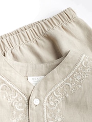 Neutral Woven Top And Bottoms Set (0mths-2yrs) - Image 6 of 9
