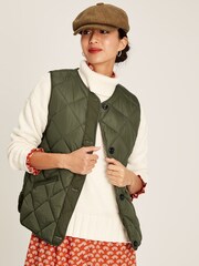 Joules Radley Green Showerproof Diamond Quilted Gilet - Image 1 of 7