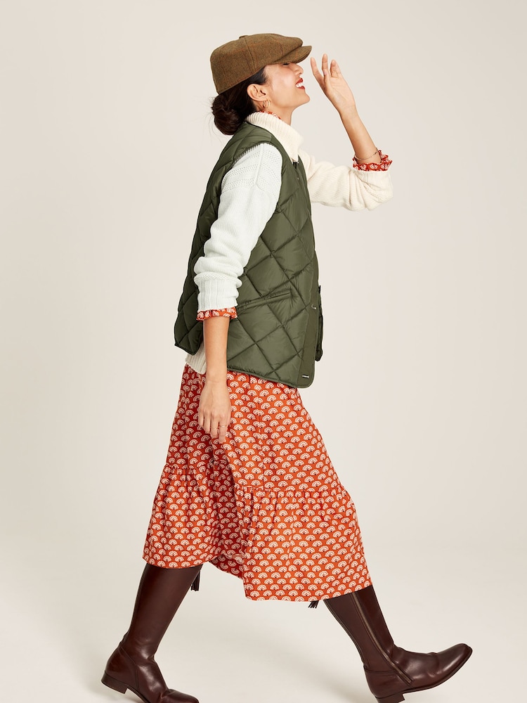 Joules Radley Green Showerproof Diamond Quilted Gilet - Image 2 of 7