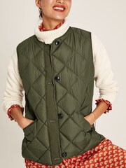 Joules Radley Green Showerproof Diamond Quilted Gilet - Image 3 of 7