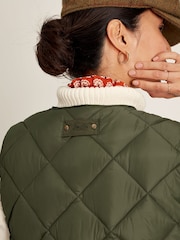Joules Radley Green Showerproof Diamond Quilted Gilet - Image 4 of 7