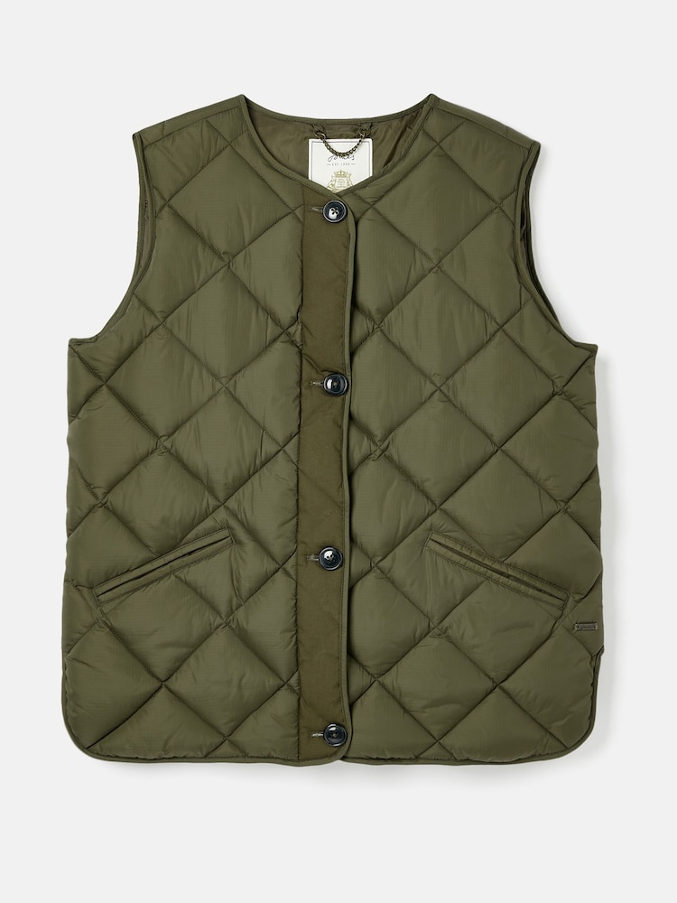 Joules Radley Green Showerproof Diamond Quilted Gilet - Image 7 of 7