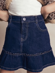 Boden Blue Frill Hem Denim Skirt - Image 1 of 6
