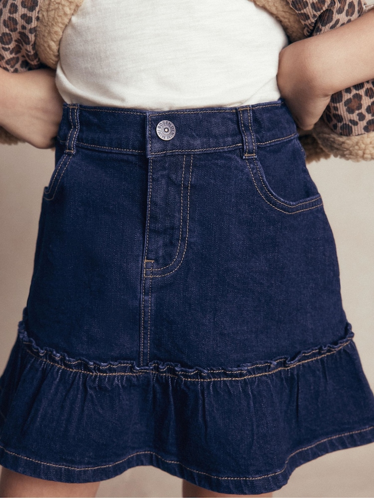 Boden Blue Frill Hem Denim Skirt - Image 1 of 6