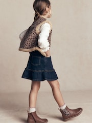 Boden Blue Frill Hem Denim Skirt - Image 2 of 6