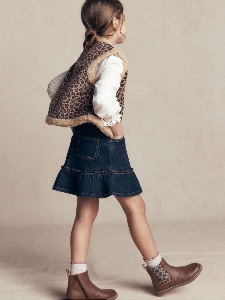 Boden Blue Frill Hem Denim Skirt - Image 2 of 6