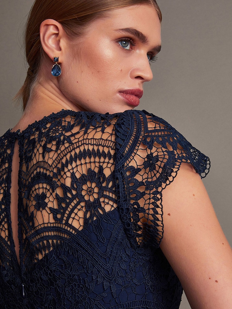 Monsoon Blue Monica Lace Midi Dress - Image 4 of 5