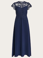 Синий - Кружевное платье миди Monsoon Monica - Изображение 5 из 5