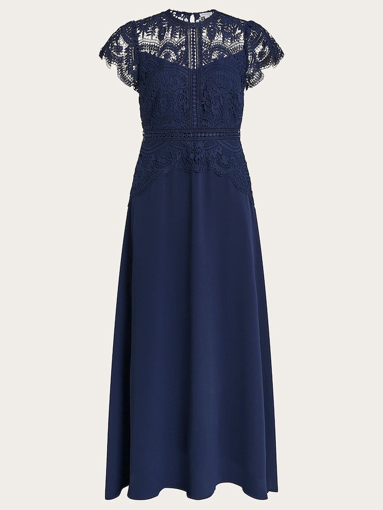 Синий - Кружевное платье миди Monsoon Monica - Изображение 5 из 5