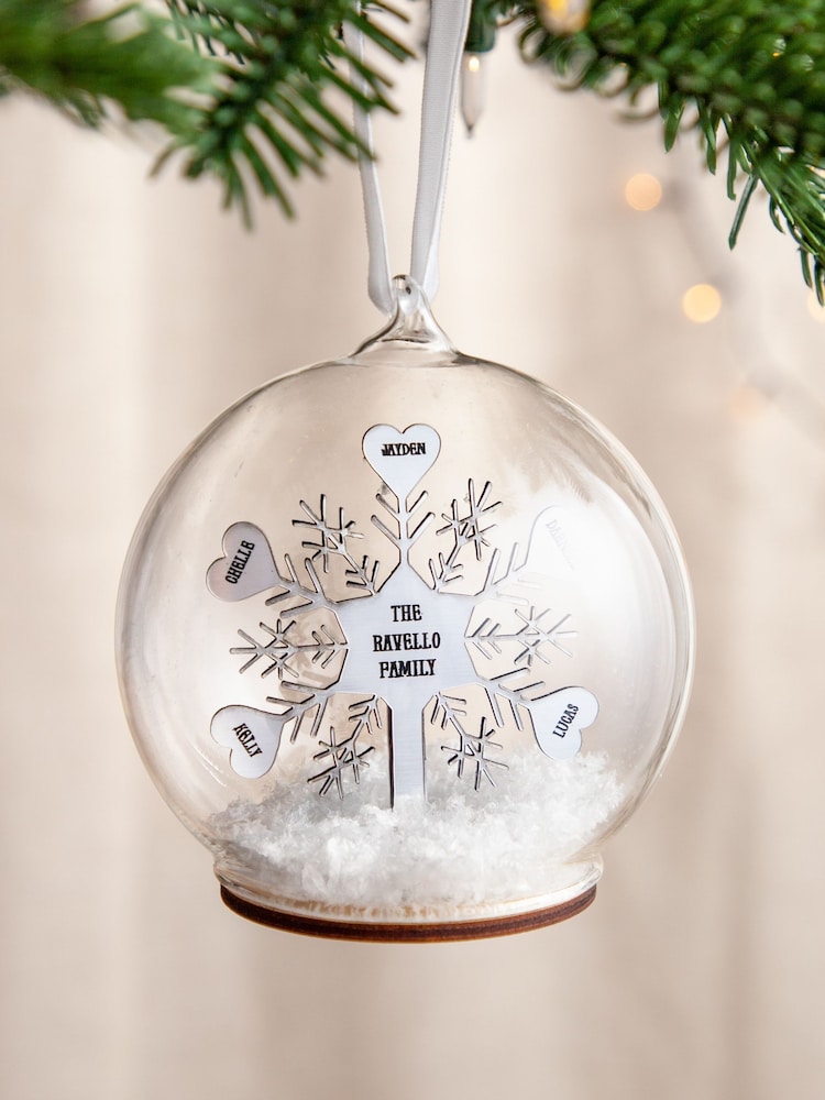Personalised Metallic Family Snowflake Bauble by No Ordinary Gift - Image 1 of 2 Personalised Metallic Family Snowflake Bauble by No Ordinary Gift - Image 1 of 2