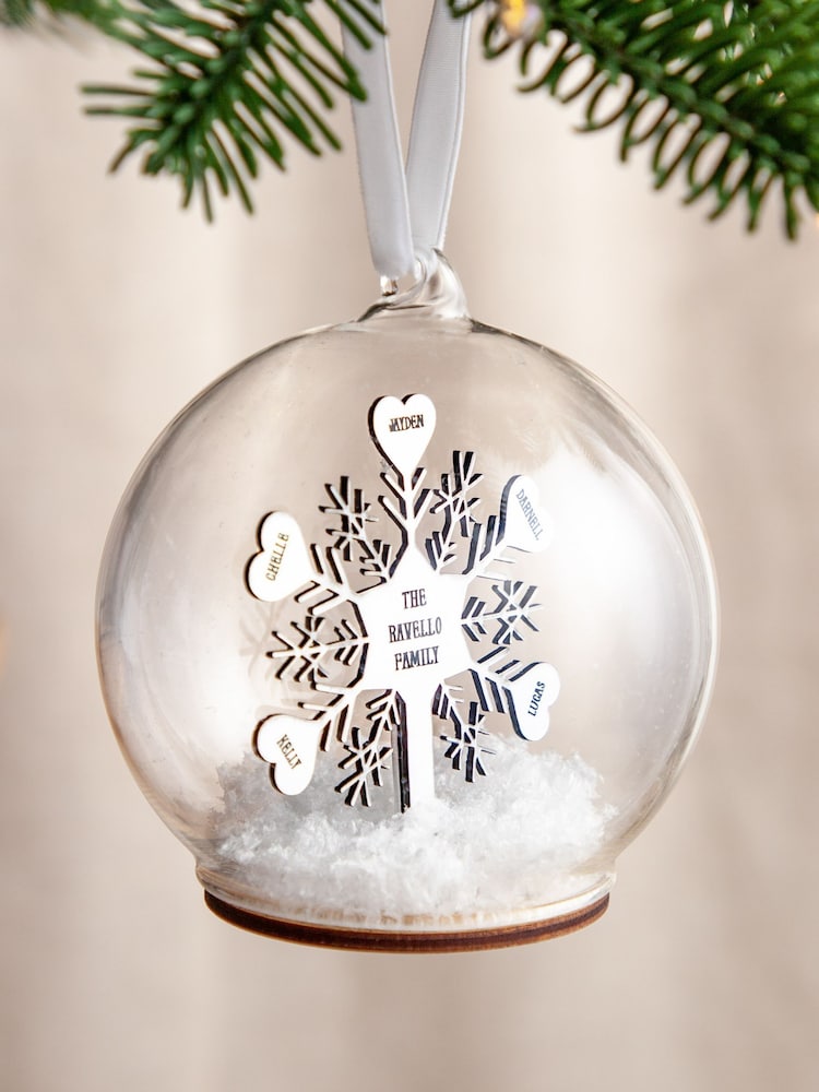 Personalised Metallic Family Snowflake Bauble by No Ordinary Gift - Image 2 of 2 Personalised Metallic Family Snowflake Bauble by No Ordinary Gift - Image 2 of 2