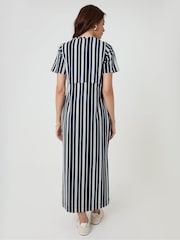 Threadbare Blue Pure Cotton Crew Neck Side Split Midi Dress - Image 2 of 4
