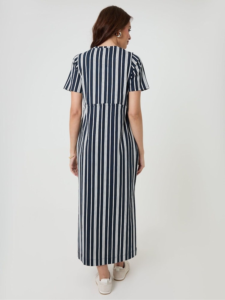 Threadbare Blue Pure Cotton Crew Neck Side Split Midi Dress - Image 2 of 4 Threadbare Blue Pure Cotton Crew Neck Side Split Midi Dress - Image 2 of 4