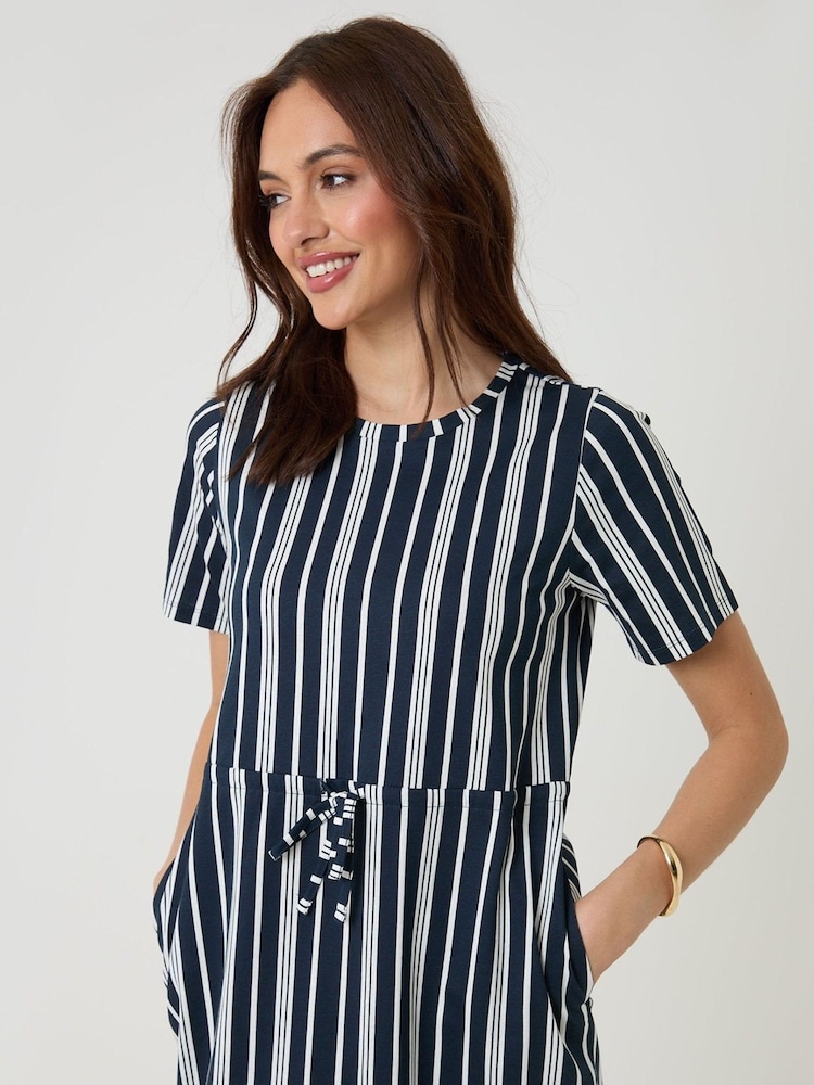 Threadbare Blue Pure Cotton Crew Neck Side Split Midi Dress - Image 4 of 4 Threadbare Blue Pure Cotton Crew Neck Side Split Midi Dress - Image 4 of 4