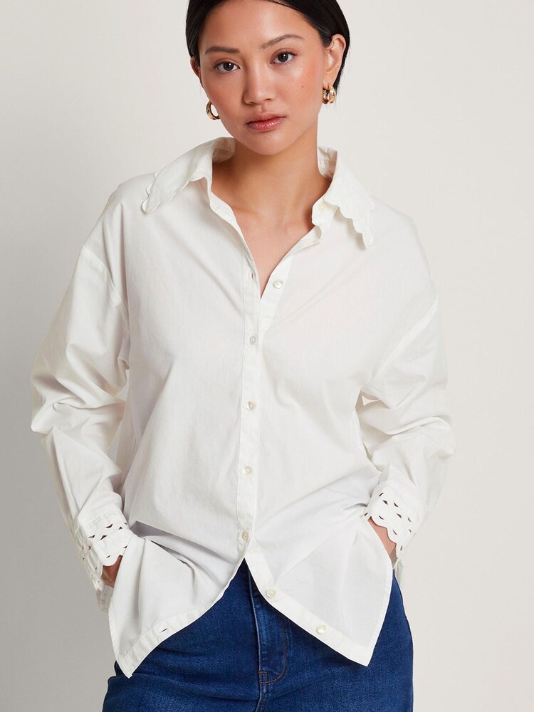 Monsoon White Longline Selma Shirt - Image 1 of 5